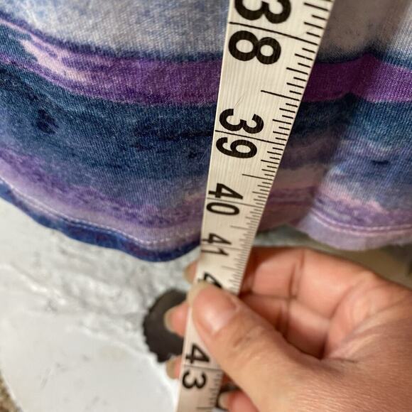 A.N.A. Maxi Skirt Size S Long Split Pull On Blue Purple Striped Coastal Summer - Picture 3 of 6